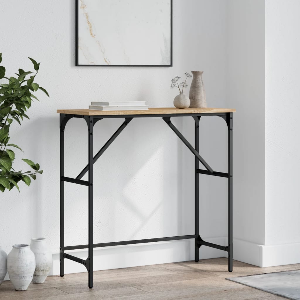 sonoma tölgy színű szerelt fa dohányzóasztal 75x32x75 cm