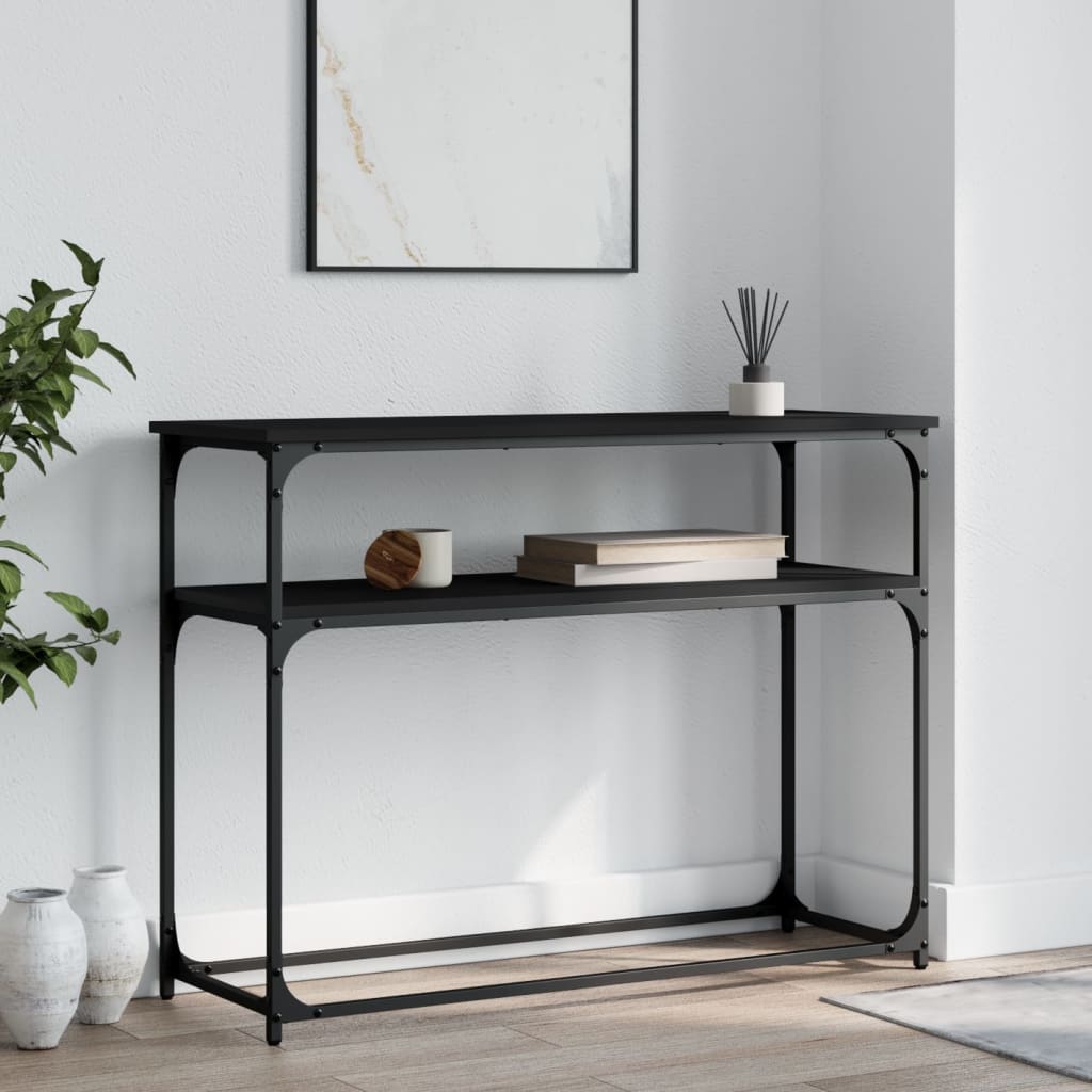 fekete szerelt fa tálalóasztal 100x35,5x75 cm