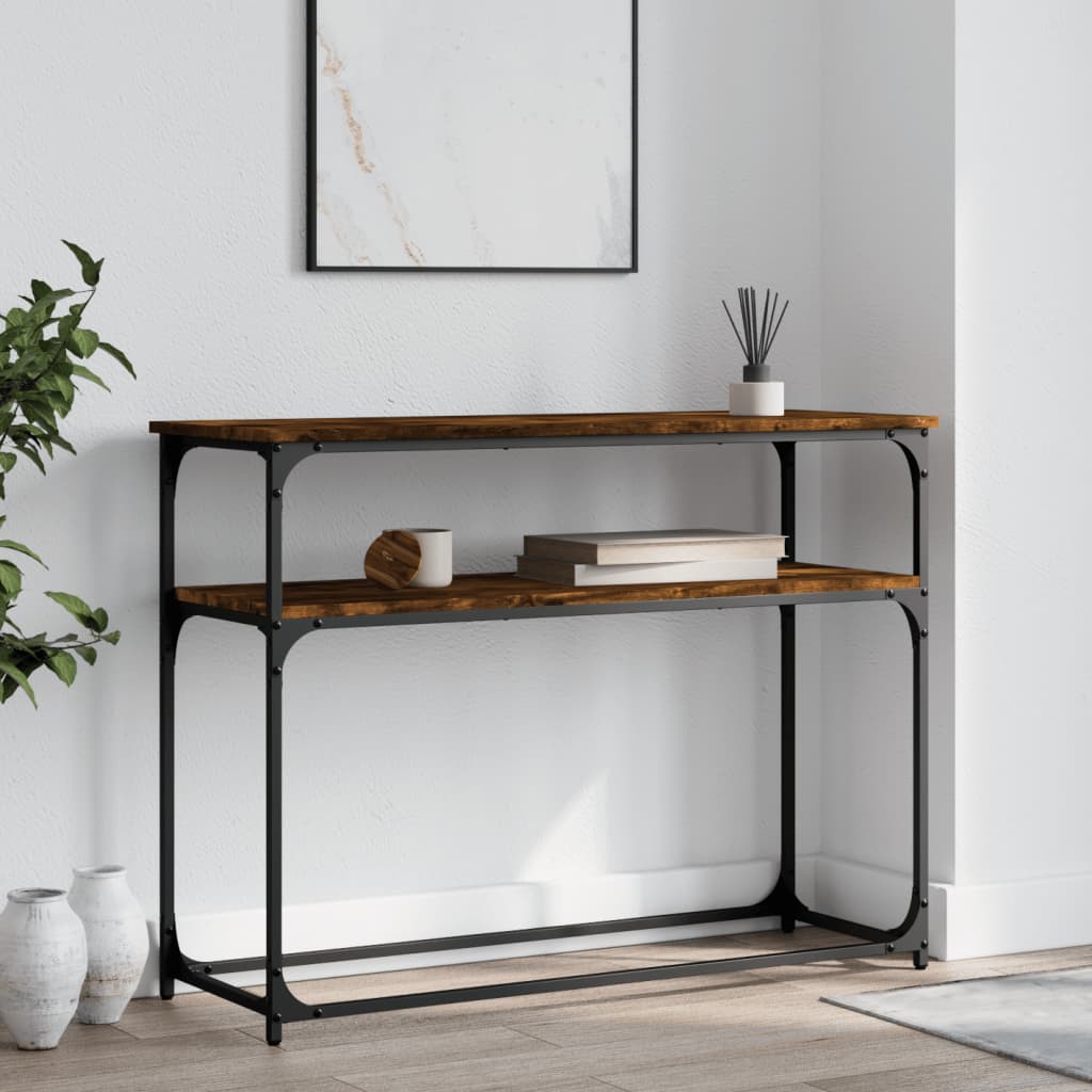 füstös tölgy színű szerelt fa tálalóasztal 100x35,5x75 cm