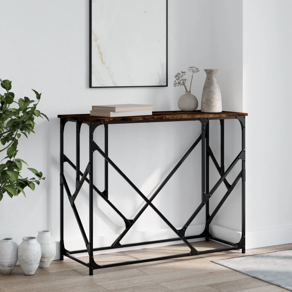 füstös tölgy színű szerelt fa tálalóasztal 100x40x80 cm