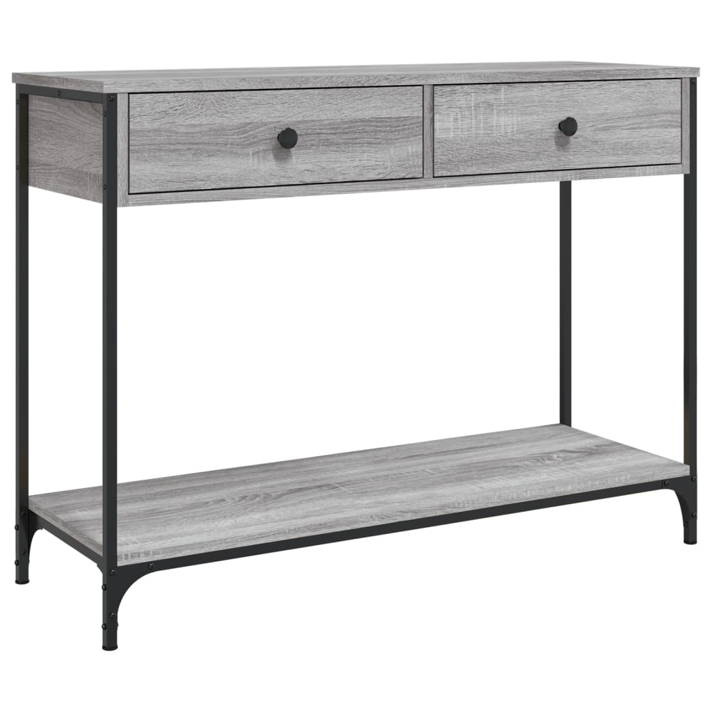 szürke sonoma színű szerelt fa konzolasztal 100 x 34,5 x 75 cm