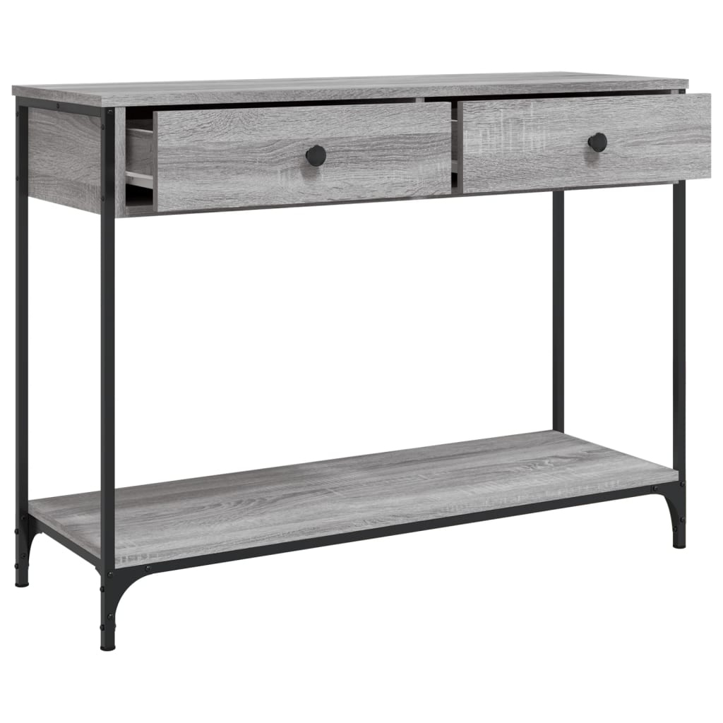 szürke sonoma színű szerelt fa konzolasztal 100 x 34,5 x 75 cm