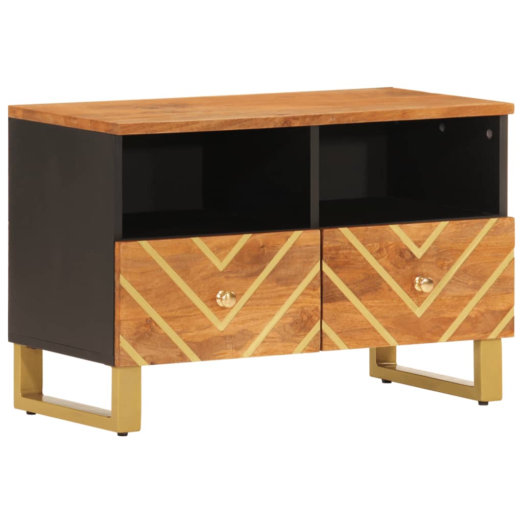fekete-barna tömör mangófa TV-szekrény 70 x 33,5 x 46 cm