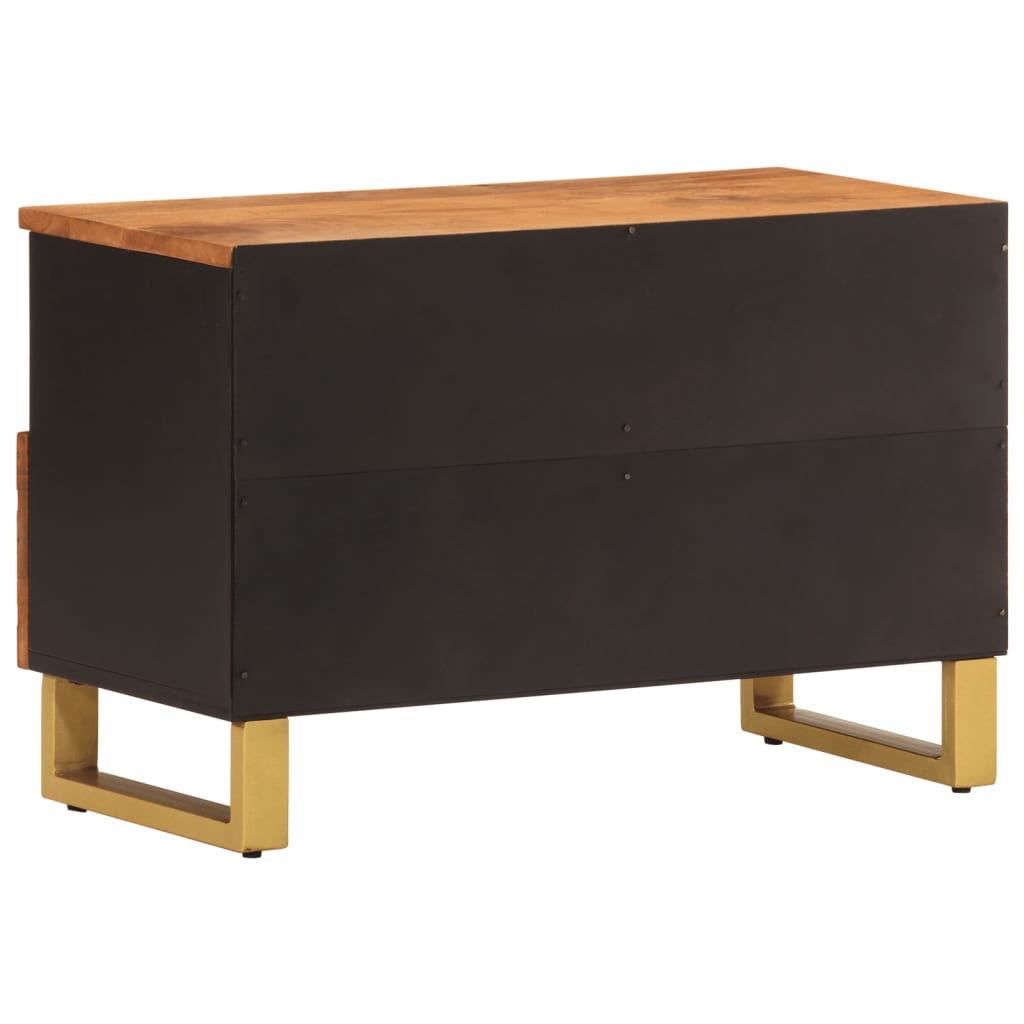 fekete-barna tömör mangófa TV-szekrény 70 x 33,5 x 46 cm