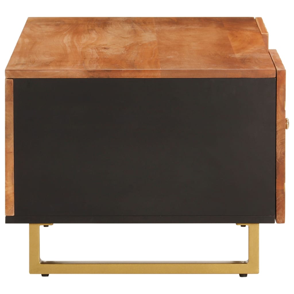 barna és fekete tömör mangófa dohányzóasztal 100 x 54 x 40 cm