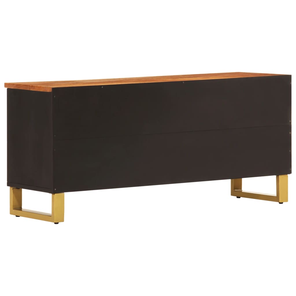 barna és fekete tömör mangófa TV-szekrény 100x33,5x46 cm