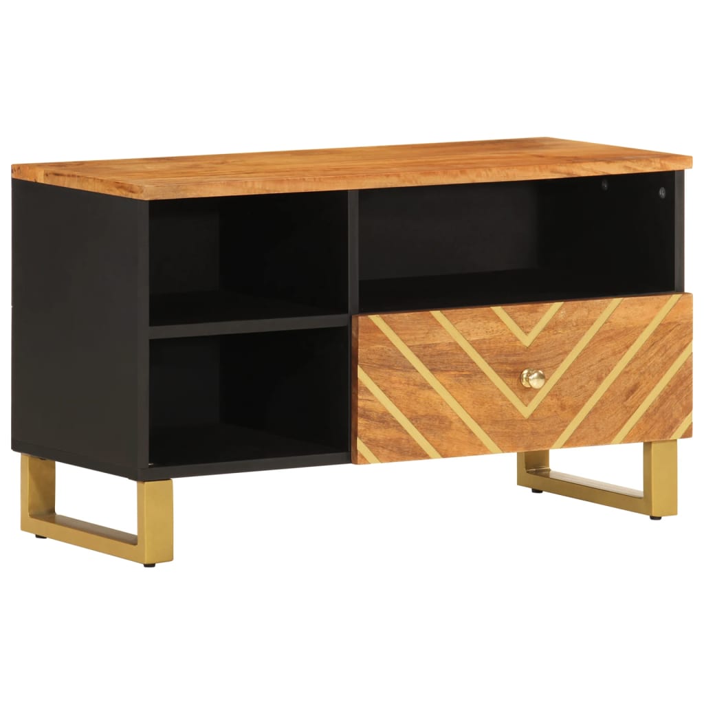 barna és barna tömör mangófa TV-szekrény 80x33,5x46 cm