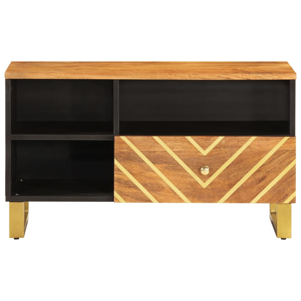barna és barna tömör mangófa TV-szekrény 80x33,5x46 cm