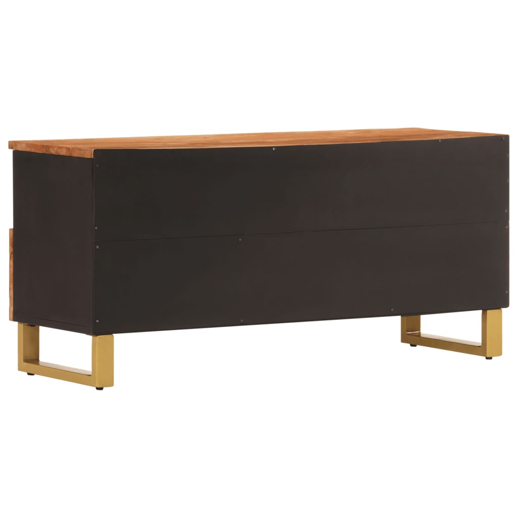 barna és fekete tömör mangófa TV-szekrény 100x33,5x46 cm