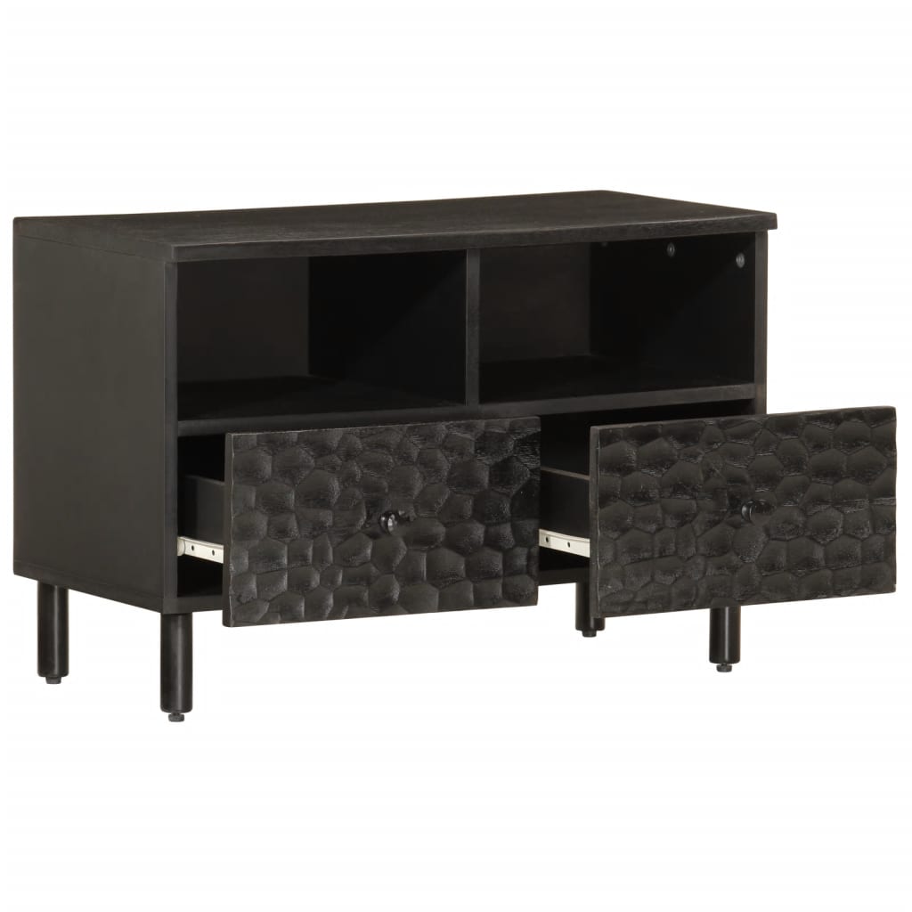 fekete tömör mangófa TV-szekrény 70 x 33 x 46 cm