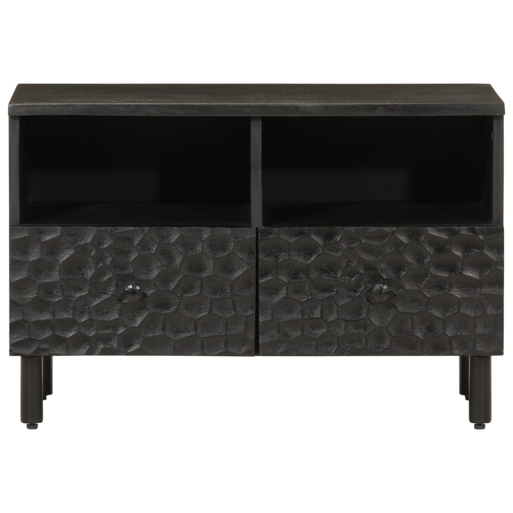 fekete tömör mangófa TV-szekrény 70 x 33 x 46 cm