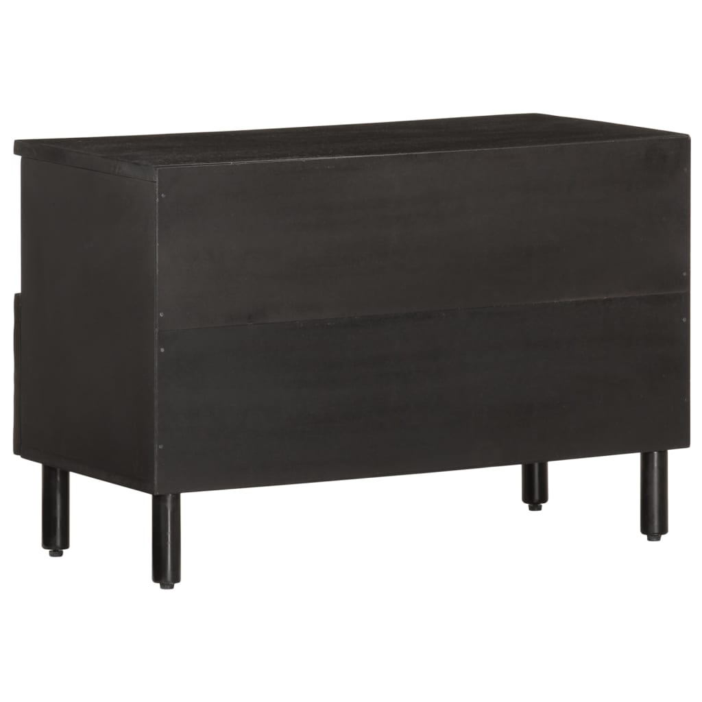 fekete tömör mangófa TV-szekrény 70 x 33 x 46 cm
