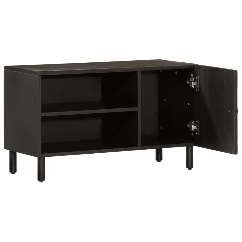 fekete tömör mangófa TV-szekrény 80 x 31 x 46 cm