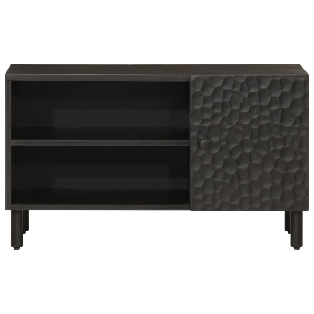 fekete tömör mangófa TV-szekrény 80 x 31 x 46 cm