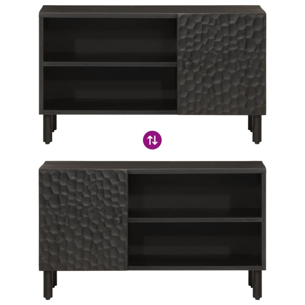 fekete tömör mangófa TV-szekrény 80 x 31 x 46 cm