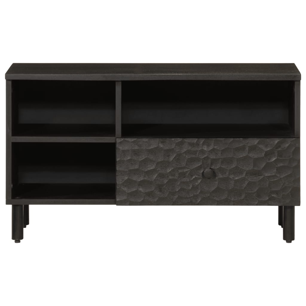 fekete tömör mangófa TV-szekrény 80 x 33 x 46 cm