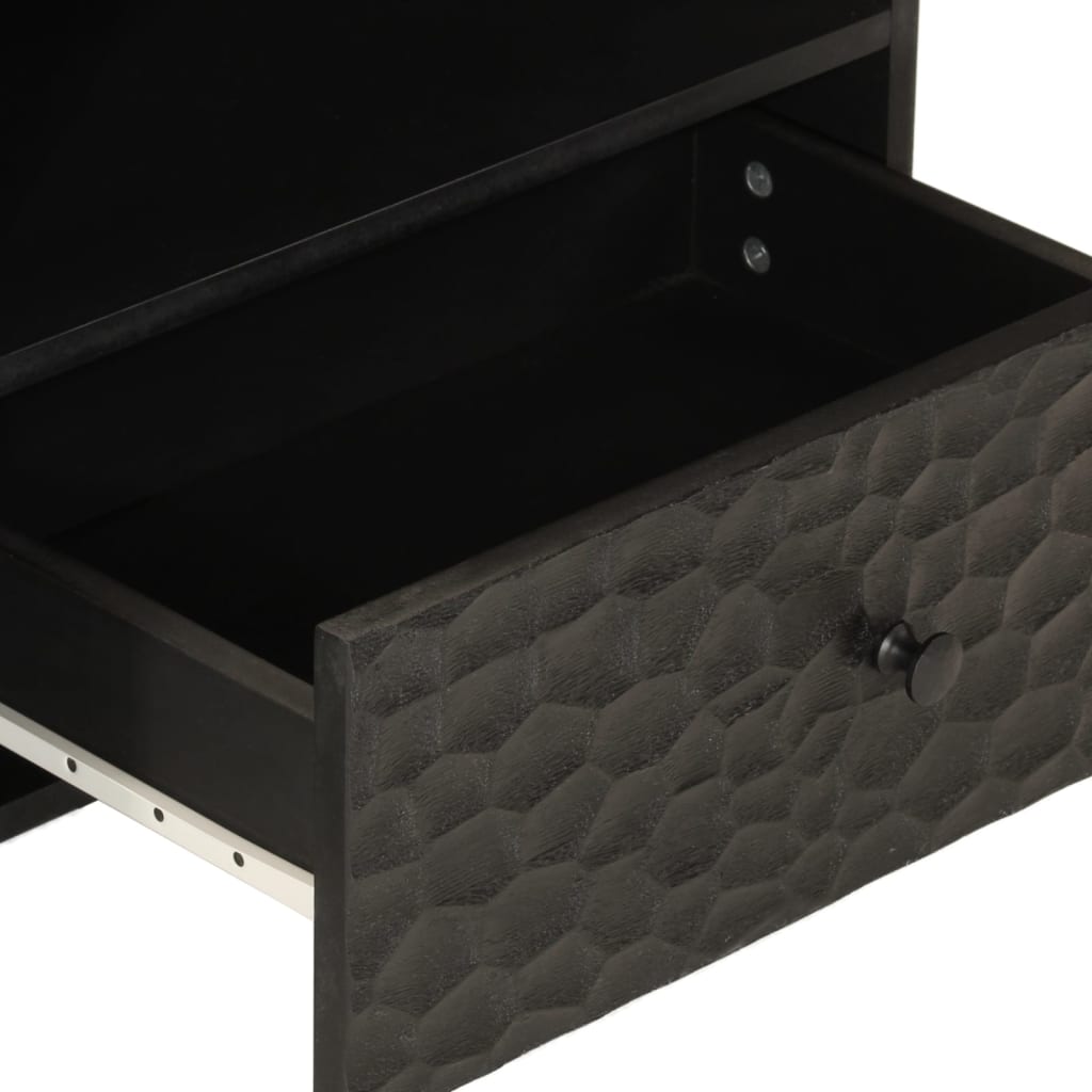 fekete tömör mangófa TV-szekrény 80 x 33 x 46 cm