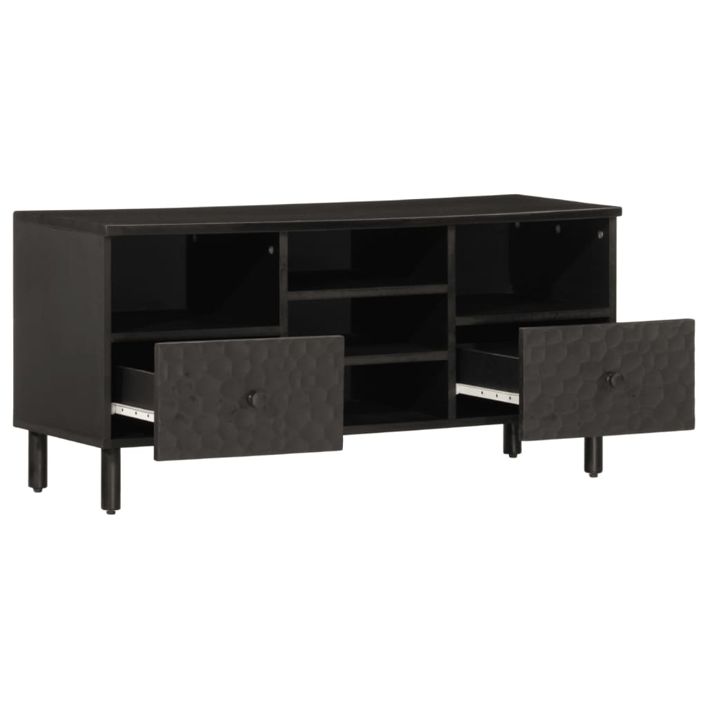 fekete tömör mangófa TV-szekrény 100 x 33 x 46 cm