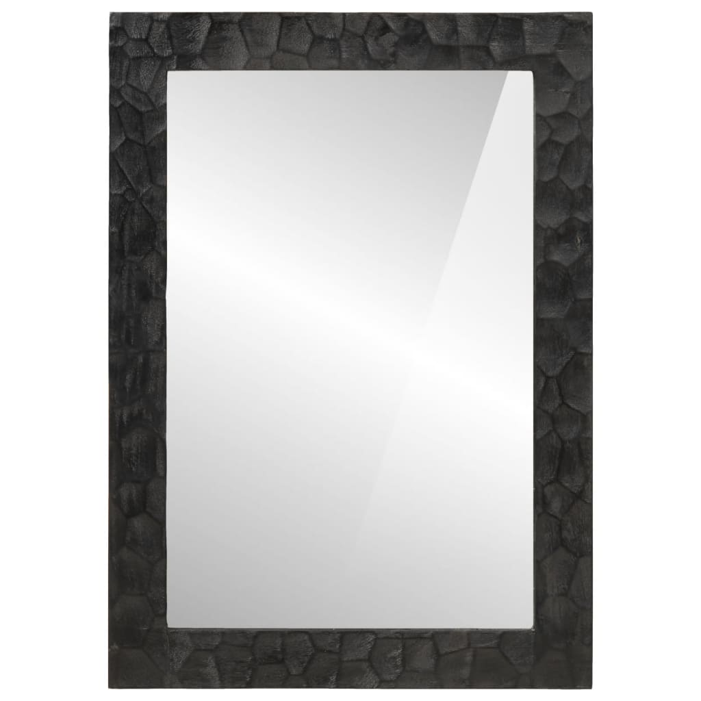 fekete tömör mangófa és üveg fürdőszobatükör 50 x 70 x 2,5 cm