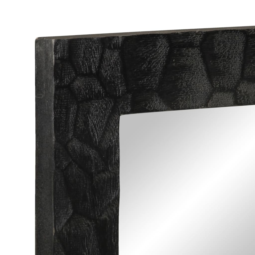 fekete tömör mangófa és üveg fürdőszobatükör 50 x 70 x 2,5 cm