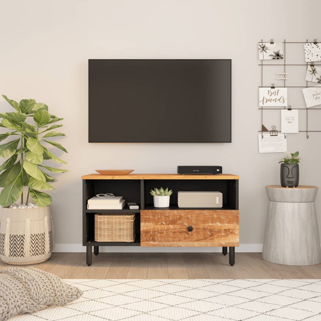 tömör akácfa TV-szekrény 80x33x46 cm