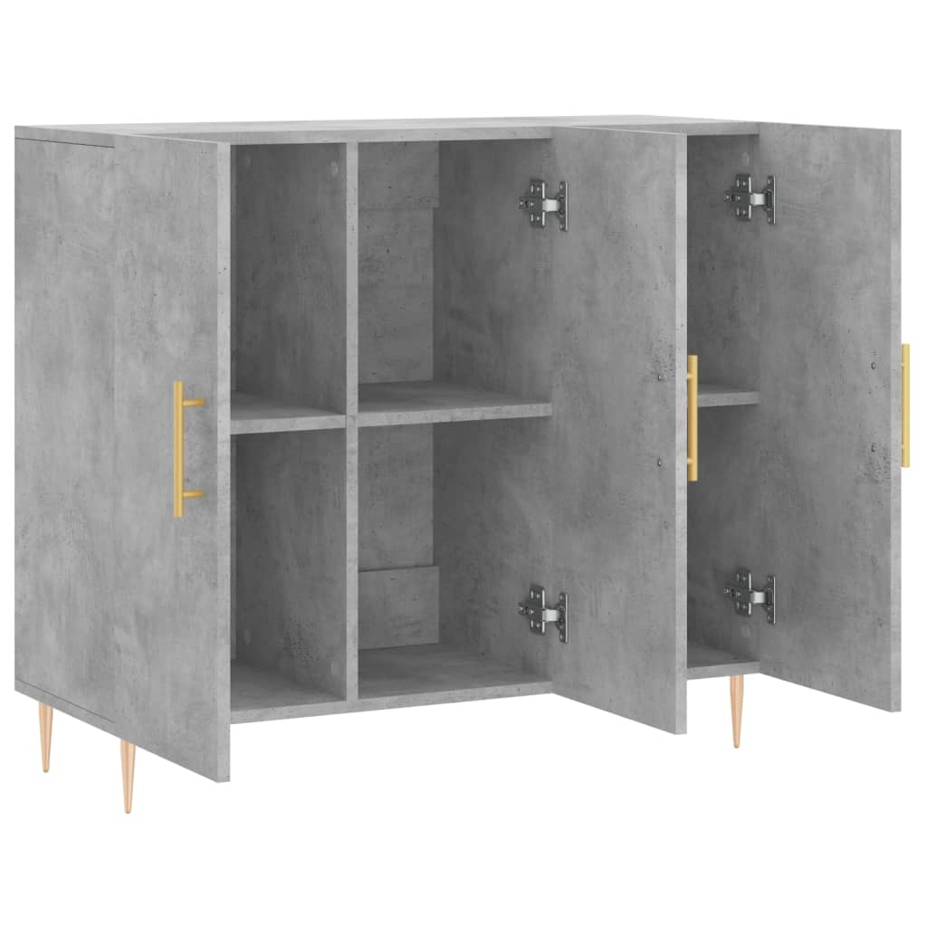 betonszürke szerelt fa tálalószekrény 90 x 34 x 80 cm
