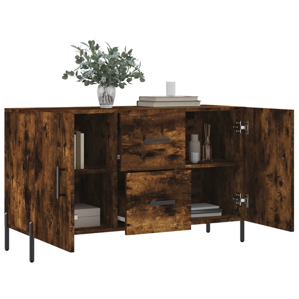füstös tölgy színű szerelt fa tálalószekrény 100 x 36 x 90 cm