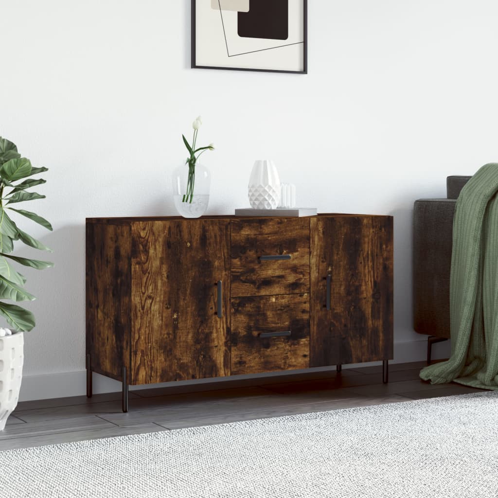 füstös tölgy színű szerelt fa tálalószekrény 100 x 36 x 90 cm