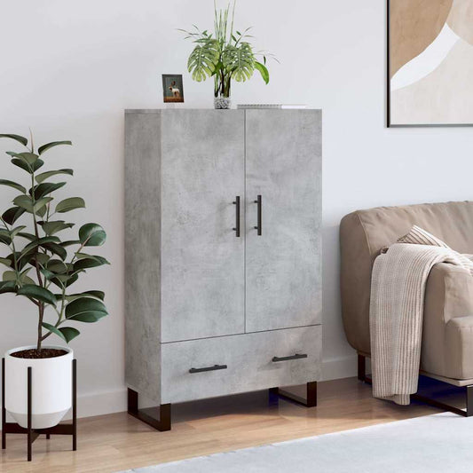 betonszürke szerelt fa magasszekrény 69,5 x 31 x 115 cm