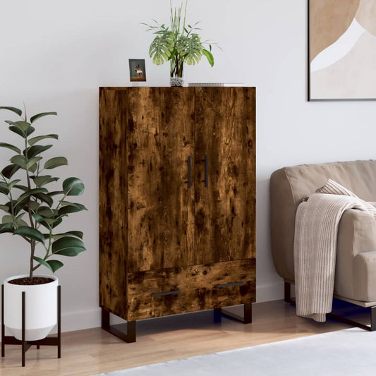füstös tölgy színű szerelt fa magasszekrény 69,5 x 31 x 115 cm
