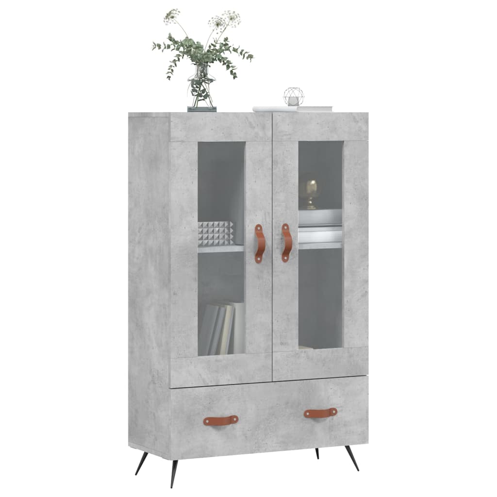 betonszürke szerelt fa magasszekrény 69,5 x 31 x 115 cm