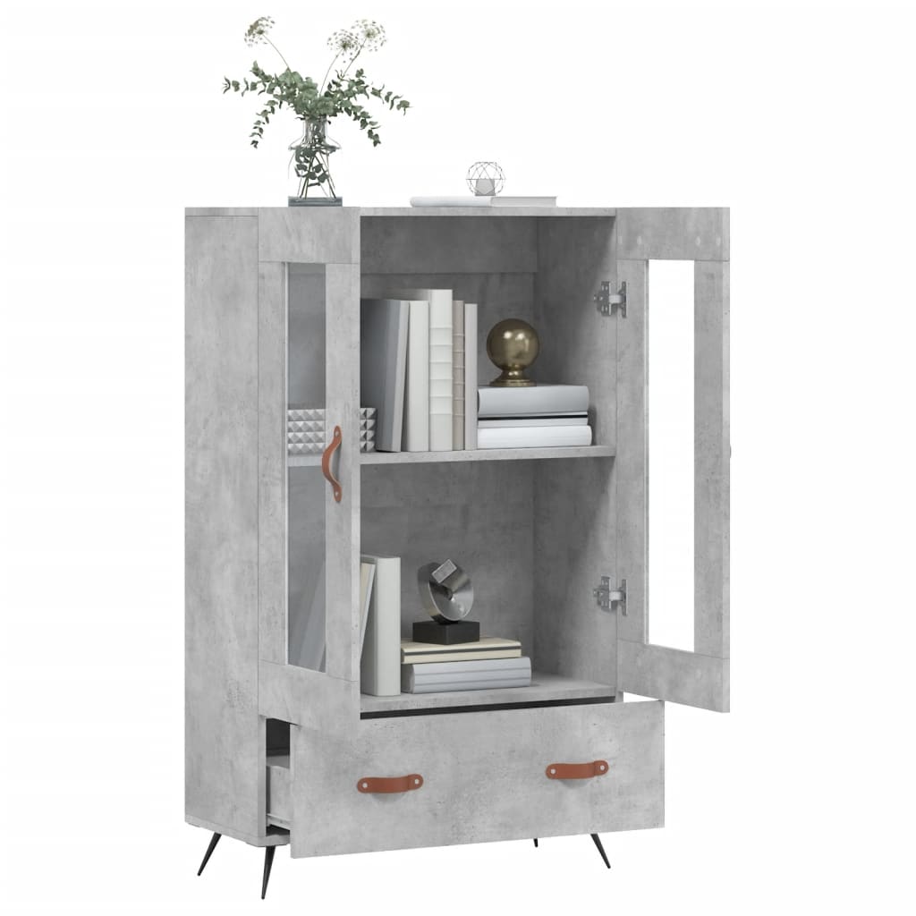 betonszürke szerelt fa magasszekrény 69,5 x 31 x 115 cm