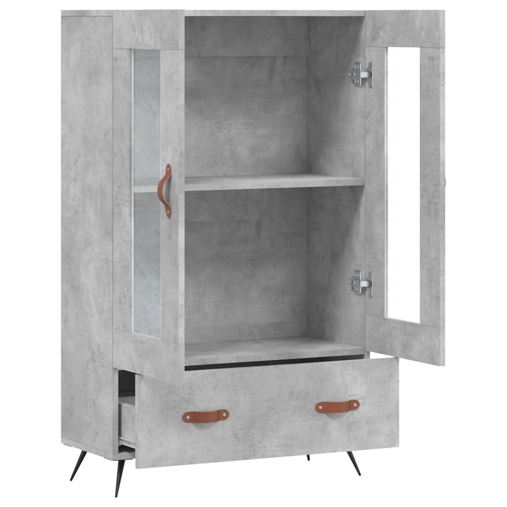 betonszürke szerelt fa magasszekrény 69,5 x 31 x 115 cm