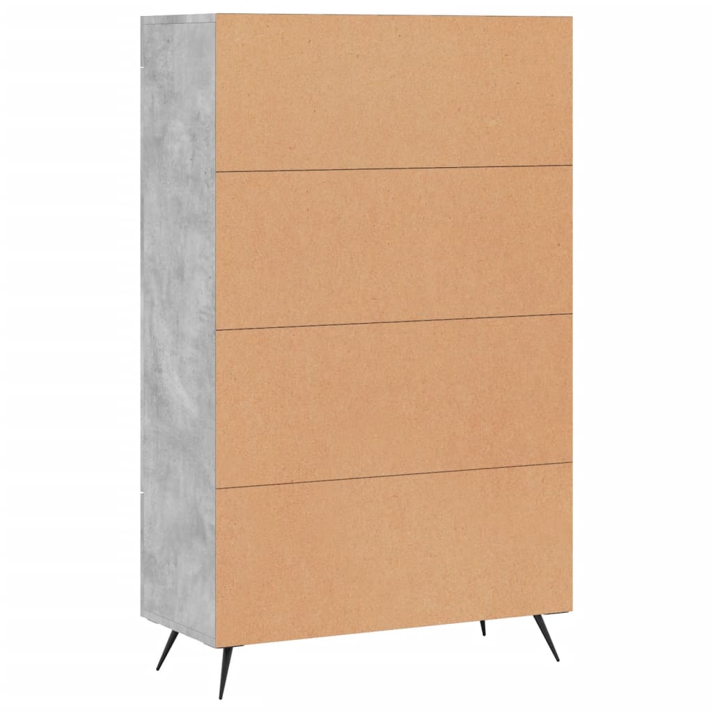 betonszürke szerelt fa magasszekrény 69,5 x 31 x 115 cm