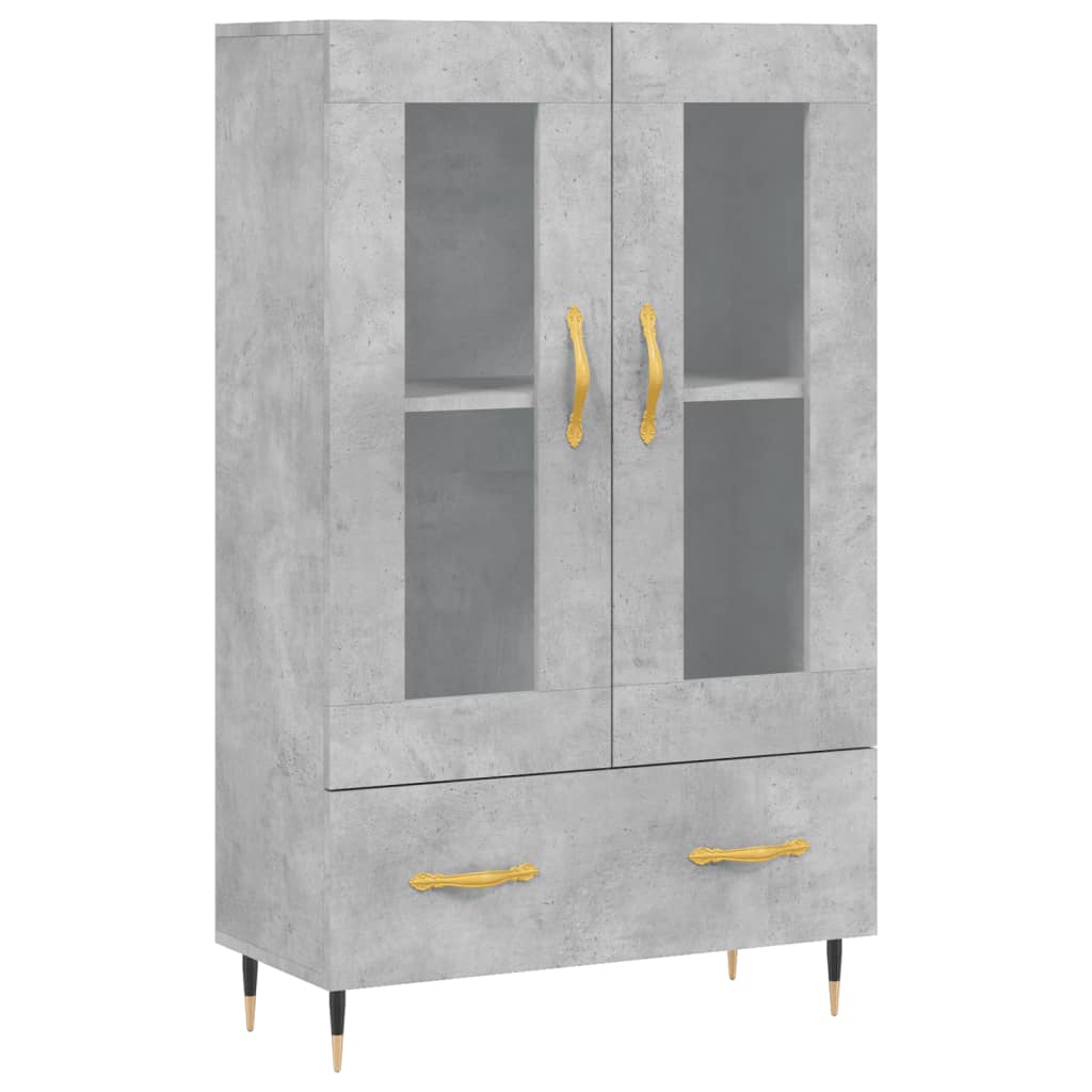 betonszürke szerelt fa magasszekrény 69,5 x 31 x 115 cm