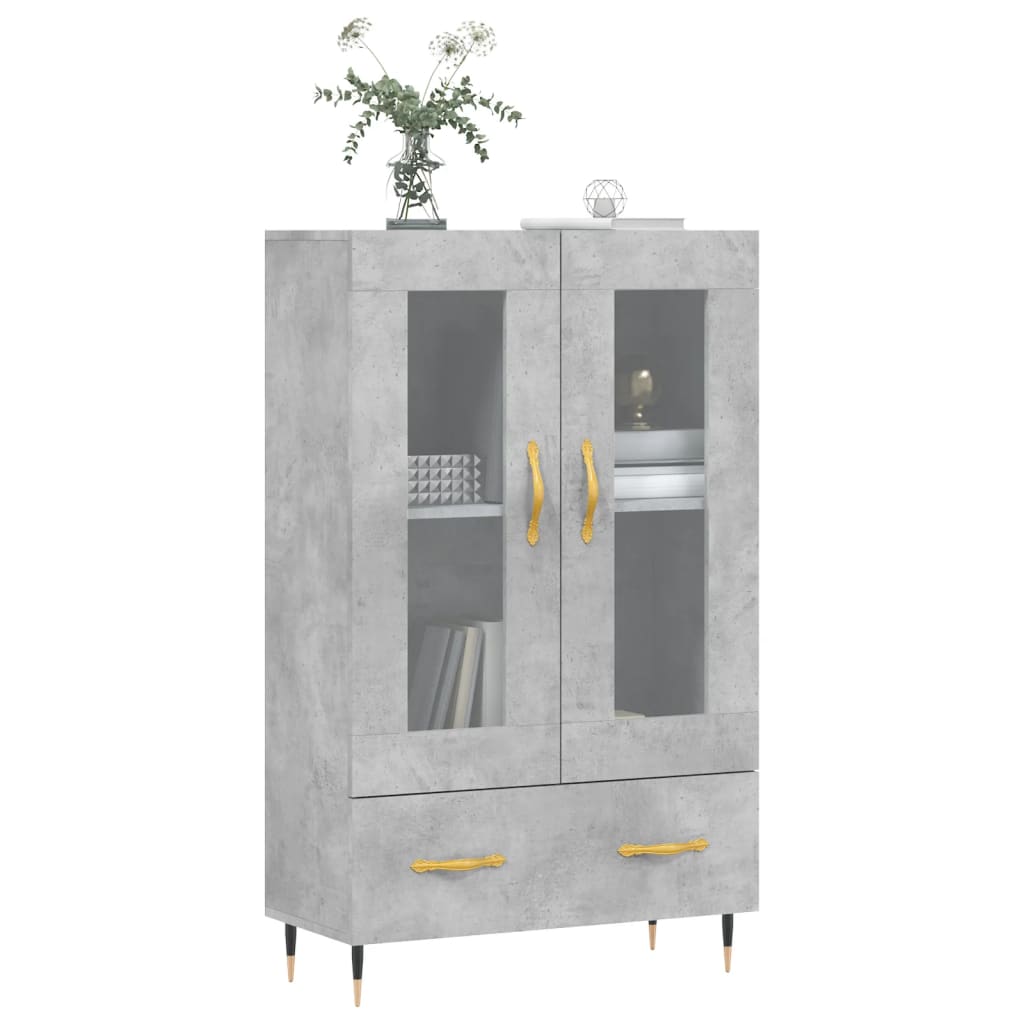 betonszürke szerelt fa magasszekrény 69,5 x 31 x 115 cm