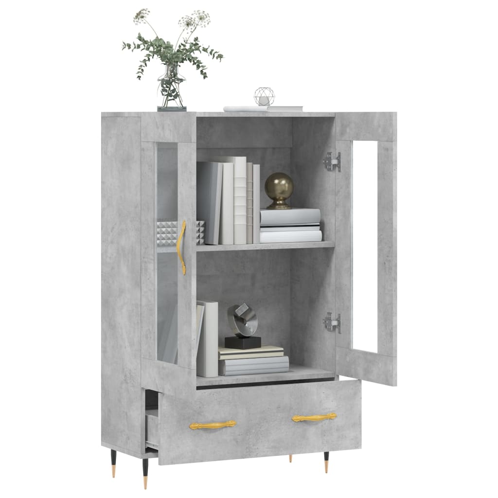 betonszürke szerelt fa magasszekrény 69,5 x 31 x 115 cm
