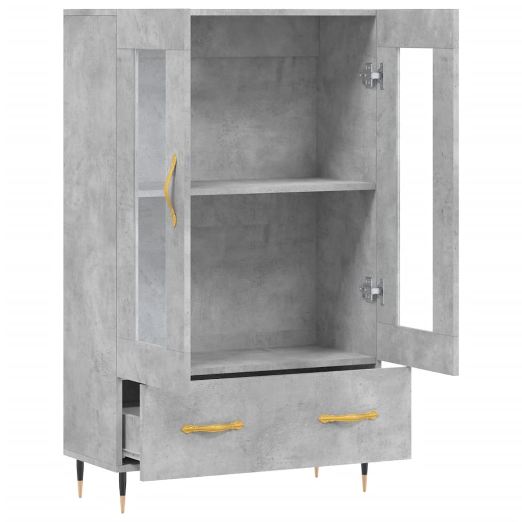 betonszürke szerelt fa magasszekrény 69,5 x 31 x 115 cm