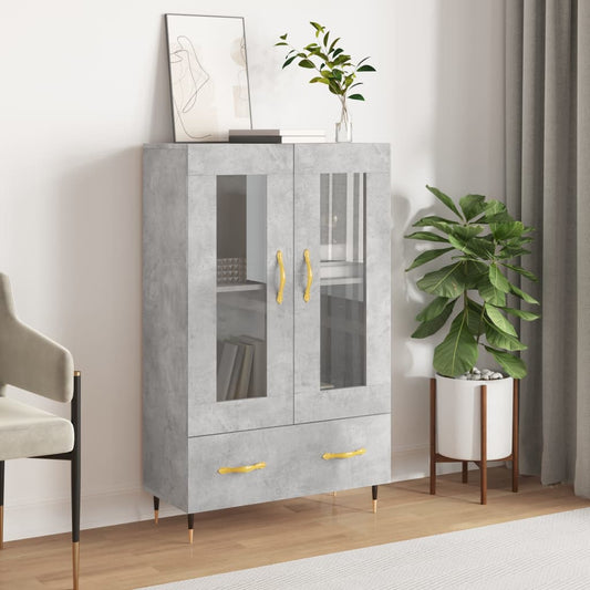 betonszürke szerelt fa magasszekrény 69,5 x 31 x 115 cm