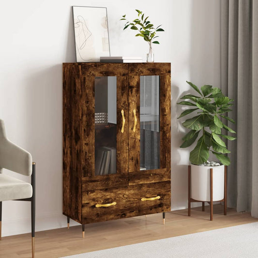 füstös tölgy színű szerelt fa magasszekrény 69,5 x 31 x 115 cm