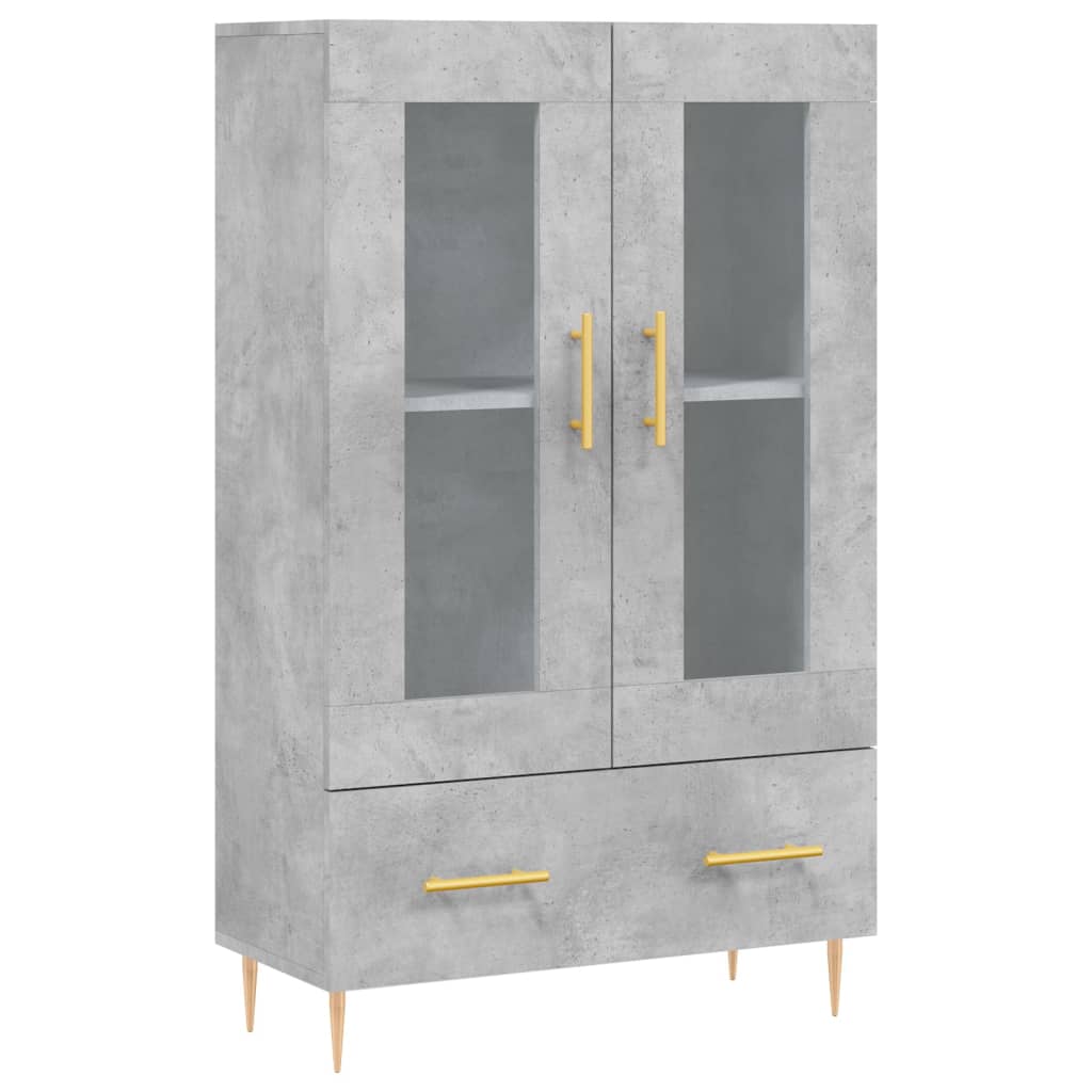 betonszürke szerelt fa magasszekrény 69,5 x 31 x 115 cm