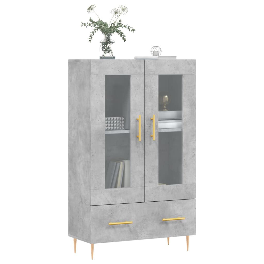 betonszürke szerelt fa magasszekrény 69,5 x 31 x 115 cm