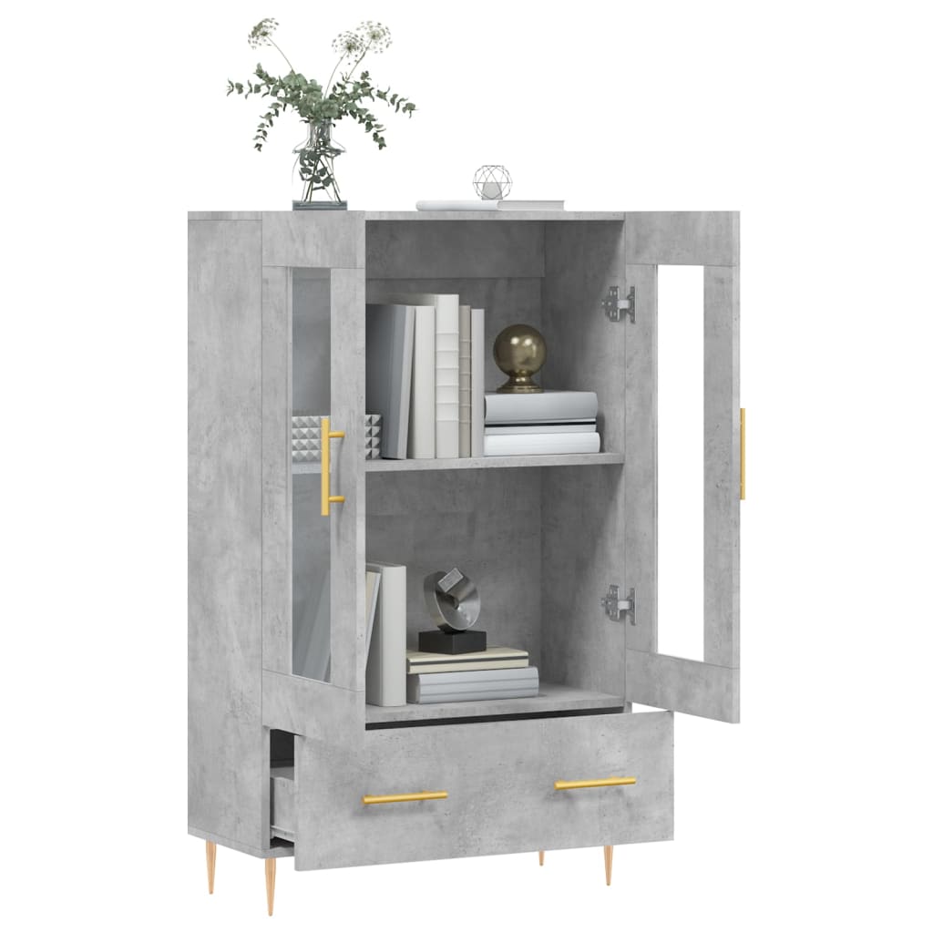 betonszürke szerelt fa magasszekrény 69,5 x 31 x 115 cm