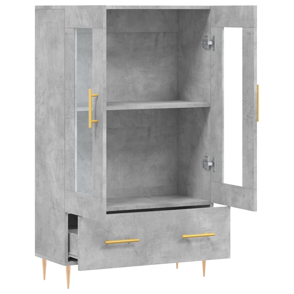 betonszürke szerelt fa magasszekrény 69,5 x 31 x 115 cm