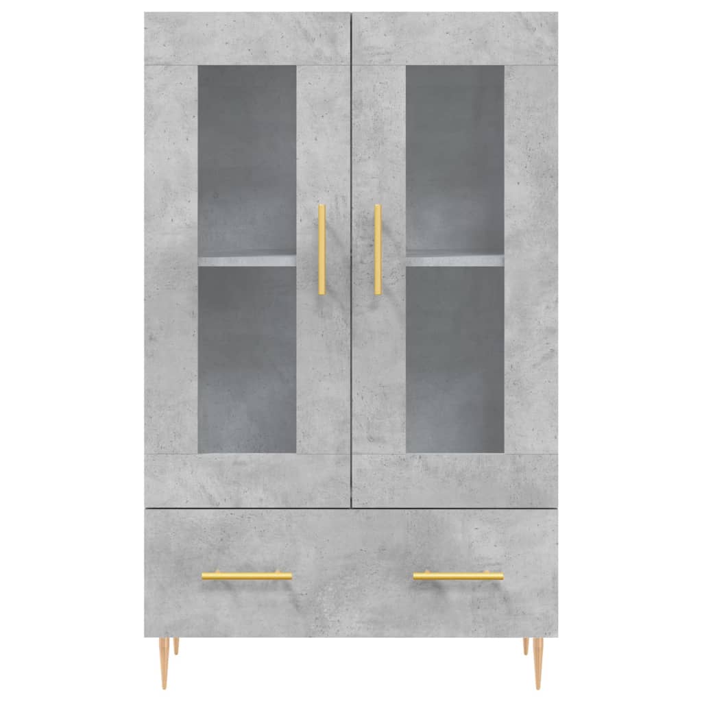 betonszürke szerelt fa magasszekrény 69,5 x 31 x 115 cm