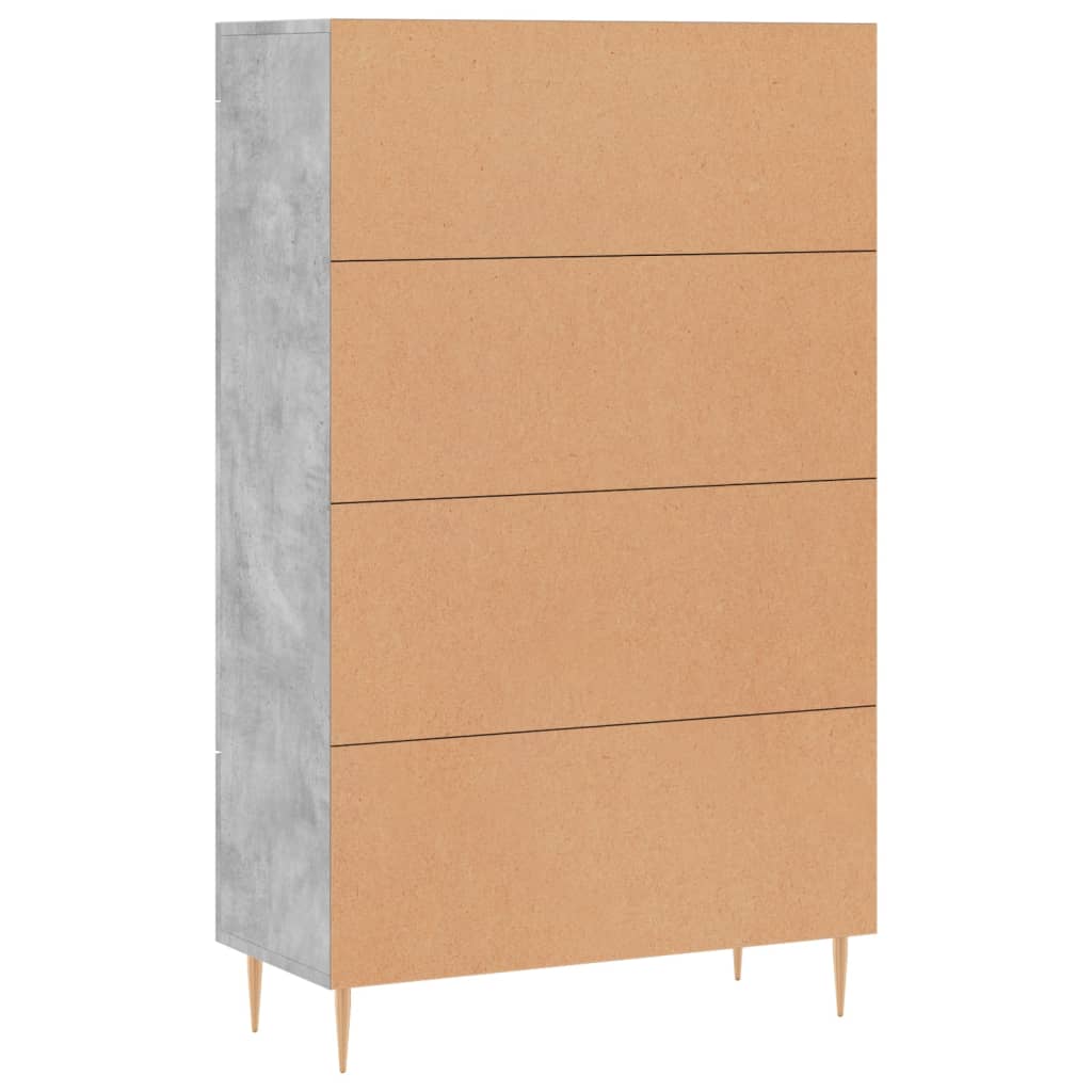 betonszürke szerelt fa magasszekrény 69,5 x 31 x 115 cm