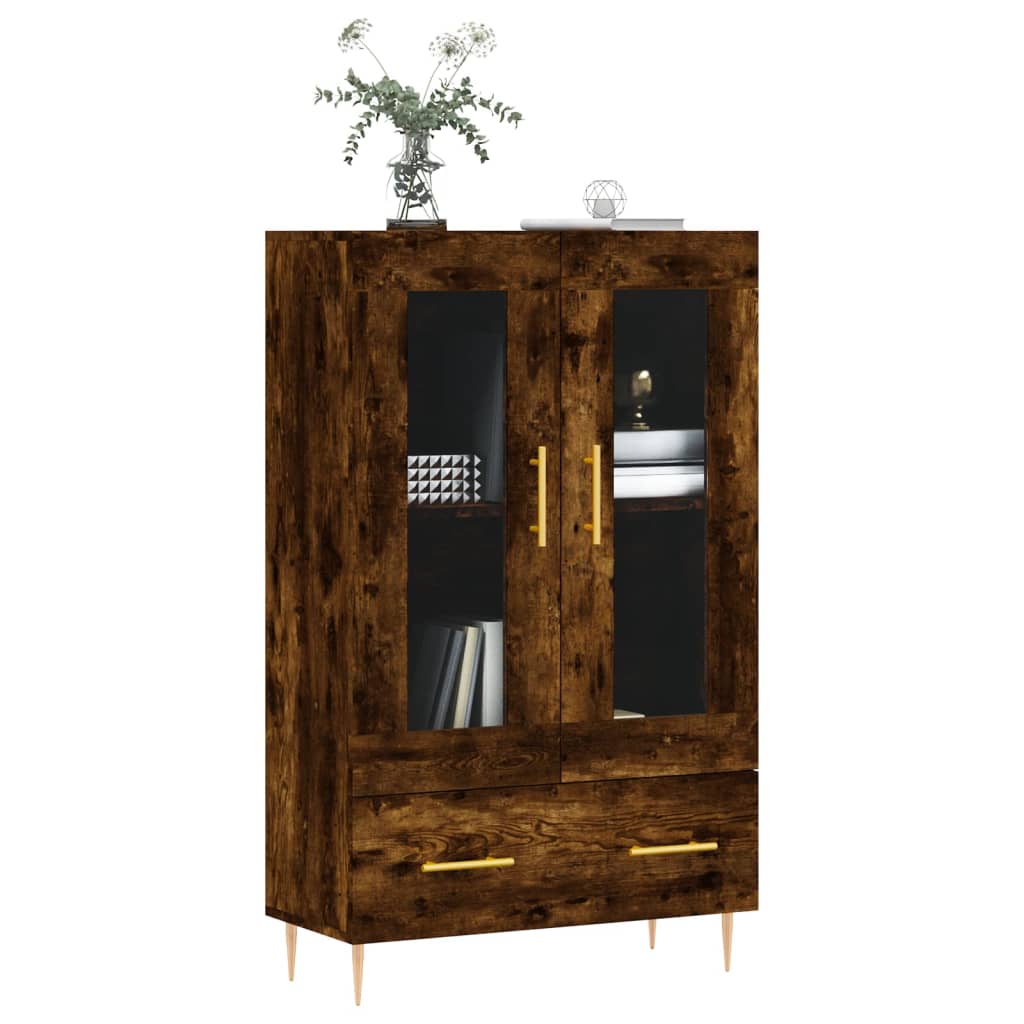 füstös tölgy színű szerelt fa magasszekrény 69,5 x 31 x 115 cm