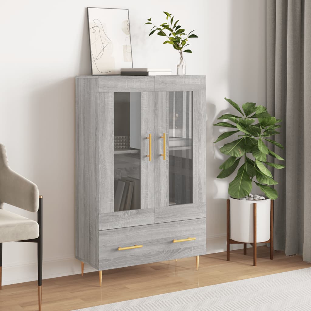 szürke sonoma szerelt fa magasszekrény 69,5 x 31 x 115 cm