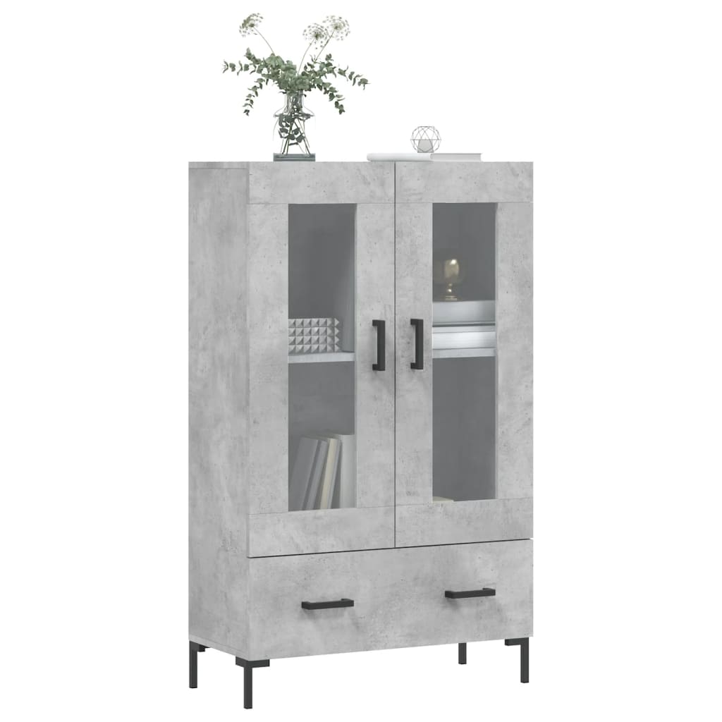 betonszürke szerelt fa magasszekrény 69,5 x 31 x 115 cm