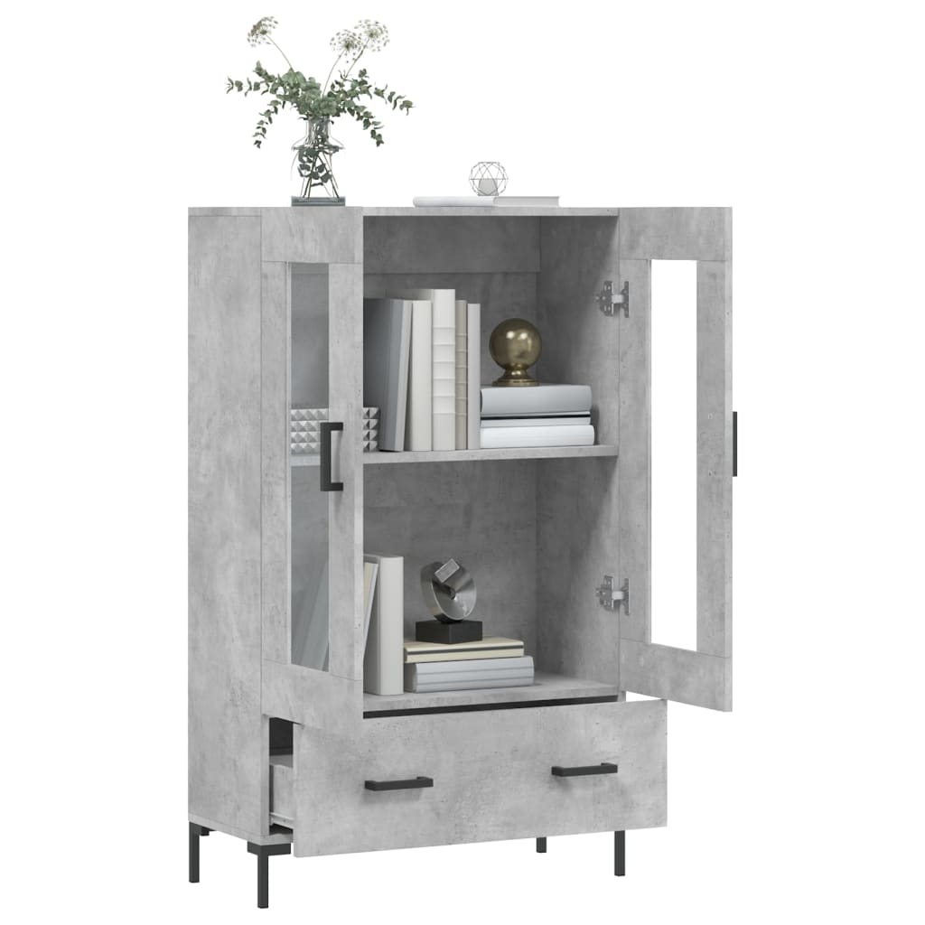 betonszürke szerelt fa magasszekrény 69,5 x 31 x 115 cm